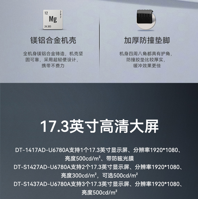 國產(chǎn)兆芯cpu三屏便攜重慶工控機(jī),17.3英寸加固便攜計算機(jī),DT-S1437AD-U6780A.jpg